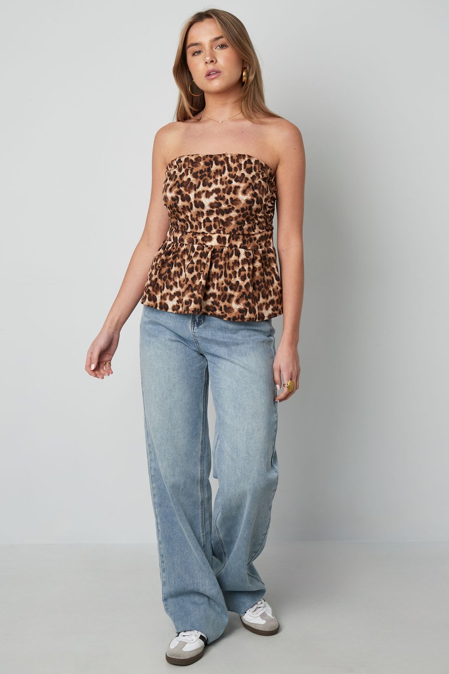 Flared Leopard Print Top - Brown Picture3